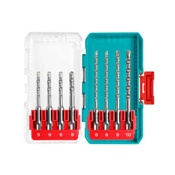 Juego Puntas y Brocas para Rotomartillo 8 Piezas sds-plus Total