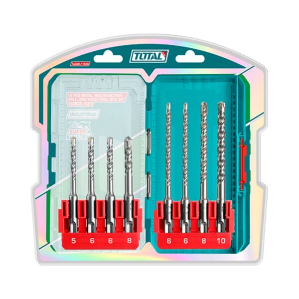 Juego Puntas y Brocas para Rotomartillo 8 Piezas sds-plus Total