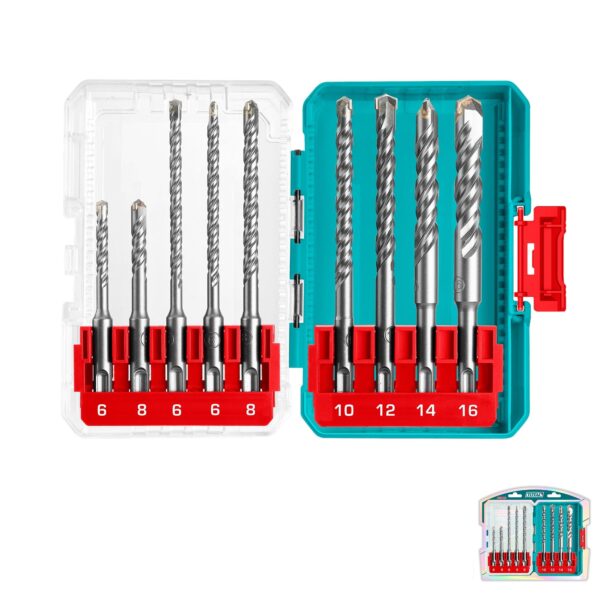 Juego Brocas 9 Piezas para Rotormartillo sds-plus Total