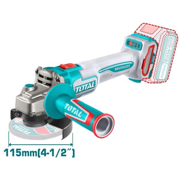 Esmeril Angular Inalámbrico 20V 115mm 1000W Batería y Cargador Total