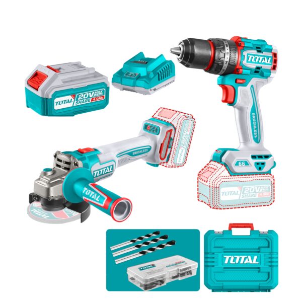 Kit Taladro Impacto y Esmeril Inalámbrico 20V Total