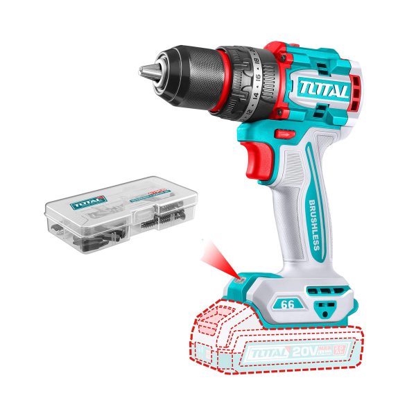 Kit Atornillador de Impacto y Taladro 20V con 2 Baterías y Cargador Total