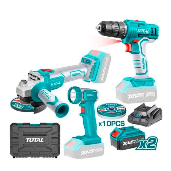 Kit Taladro, Esmeril y Lampara  20V Total