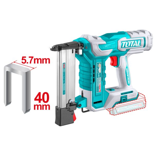 Grapadora Inalámbrica 40mm 20V con Cargador y Batería Total