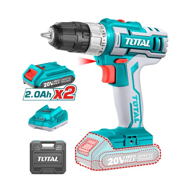 Taladro Inalámbrico 20V 10 mm 45NM Litio Ion Total