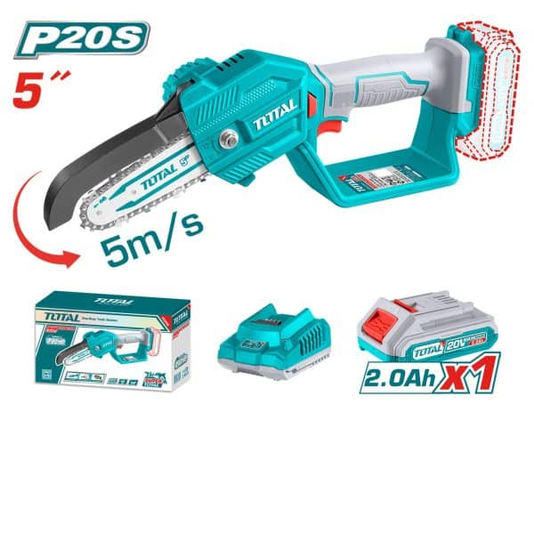 Mini Motosierra Inalámbrica 5″ 20V con Batería y Cargador Total