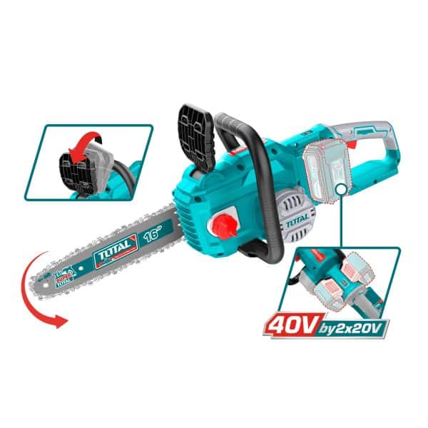 Motosierra Inalámbrica 16″ 40V con Batería y Cargador Total