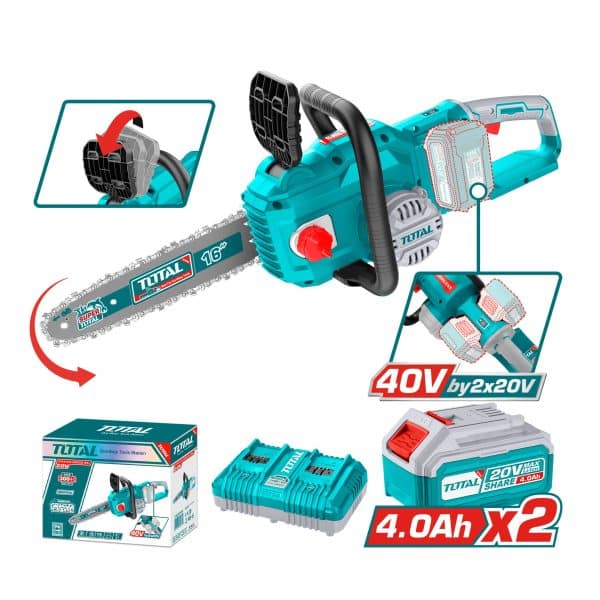 Motosierra Inalámbrica 16″ 40V con Batería y Cargador Total