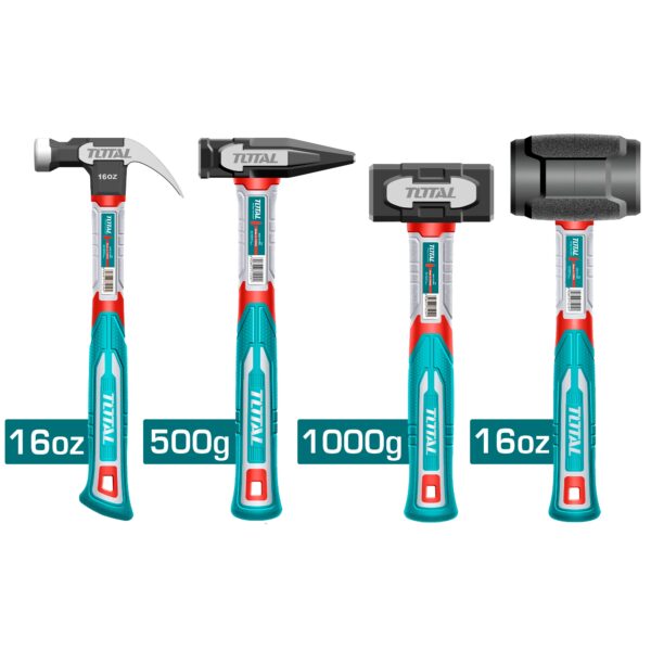Kit de Martillos mango fibra 4 Piezas Total