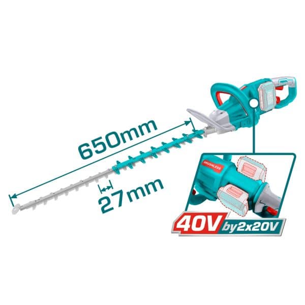 Cortasetos Inalámbrico 40V con Batería y Cargador Total