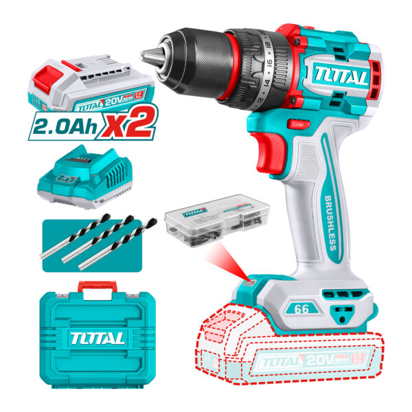 Taladro de Impacto Inalámbrico 13mm 20V 66nm Total