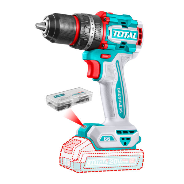 Taladro de Impacto Inalámbrico 13mm 20V 66nm Total