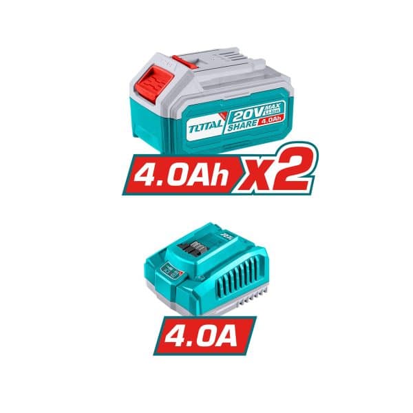 Taladro Atornillador Percutor 20V con 2 Baterías y Cargador Total