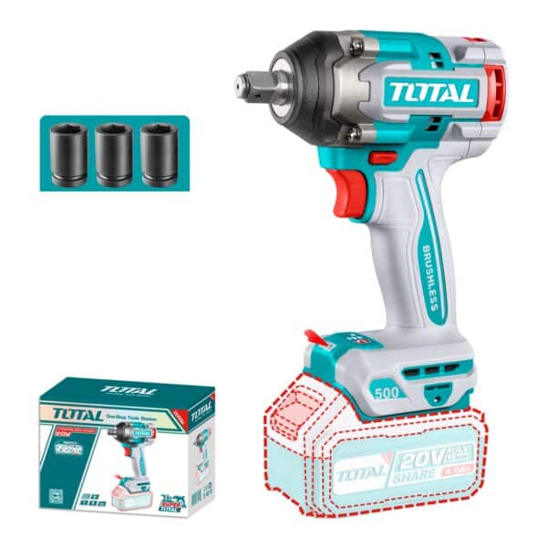 Llave de Impacto inalámbrica 1/2″ 20V 500nm Total