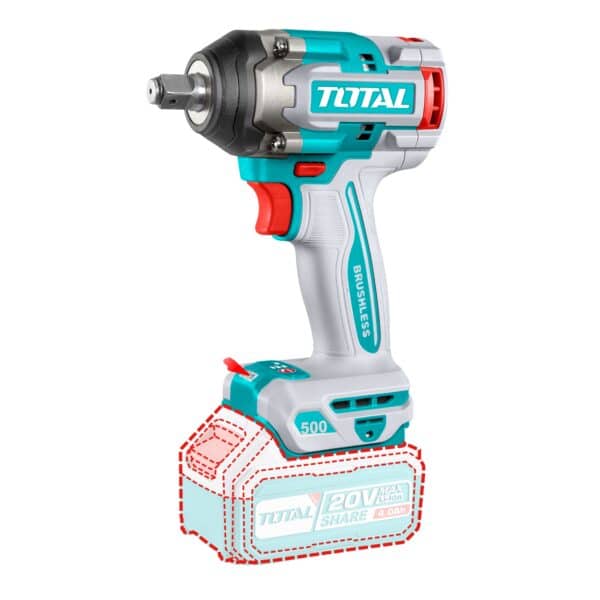 Llave de Impacto inalámbrica 1/2″ 20V 500nm Total