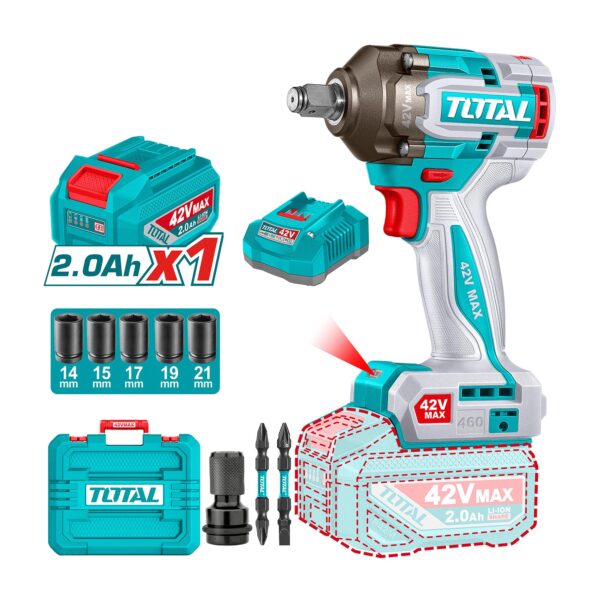 Llave de impacto brushless torque 600 Nm 42V Total