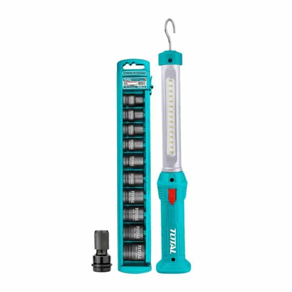 Kit Llave de Impacto y Lampara 20V con Dados y Punta Total