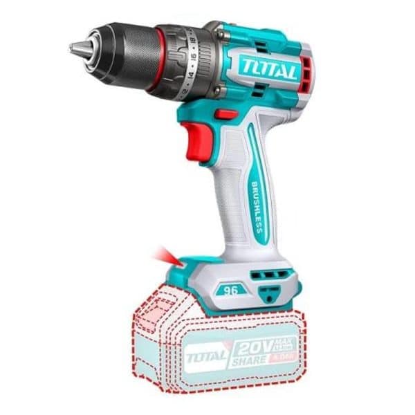 Kit 20V Inalámbrico Llave Impacto, Taladro Percutor, Amoladora y Foco LED, Baterías y Cargador Total