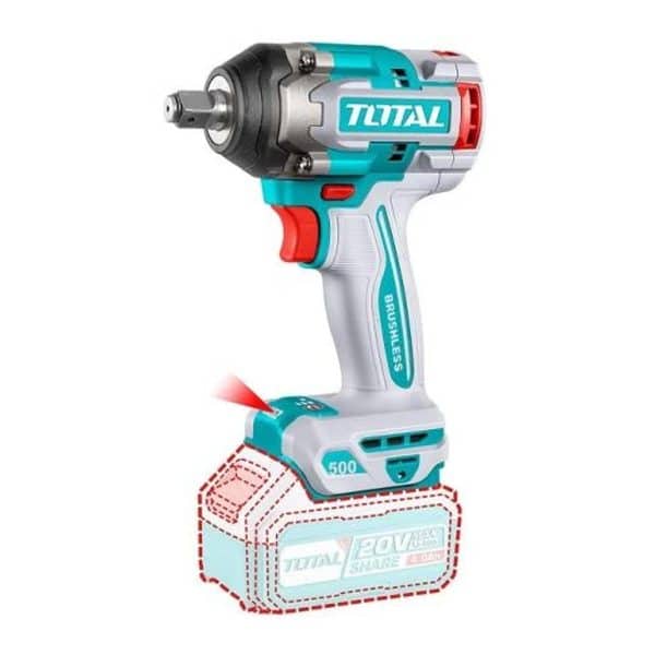 Kit 20V Inalámbrico Llave Impacto, Taladro Percutor, Amoladora y Foco LED, Baterías y Cargador Total