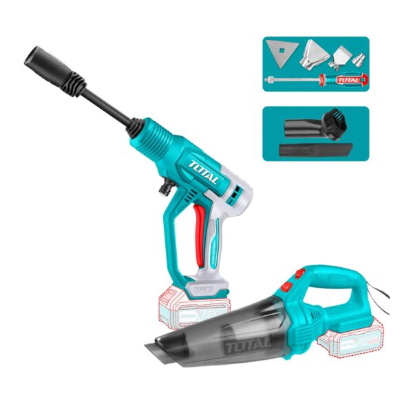 Kit Llave Impacto, Pistola de Calor, Hidrolavadora y Aspiradora 20V Total