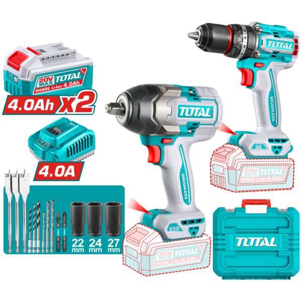 kit Taladro de Imapacto 96NM y Llave de Impacto 850NM Total