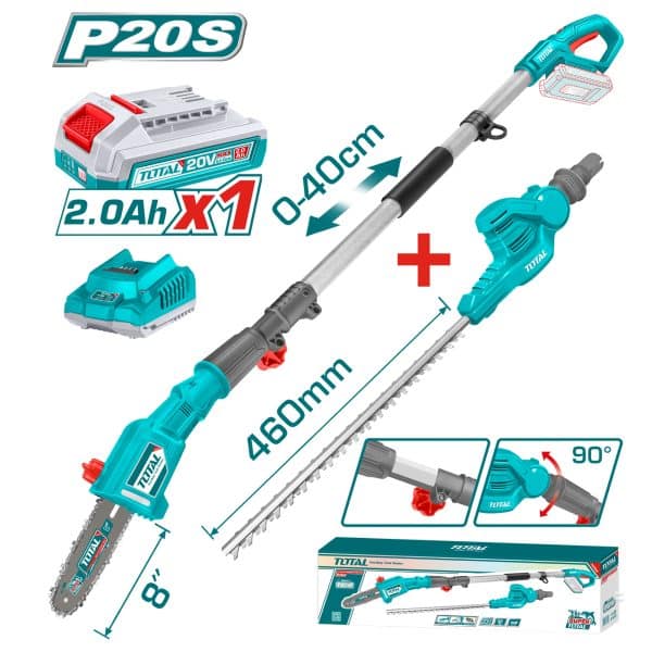 Podador Cortasetos 20V 2 en 1 con Batería y Cargador Total