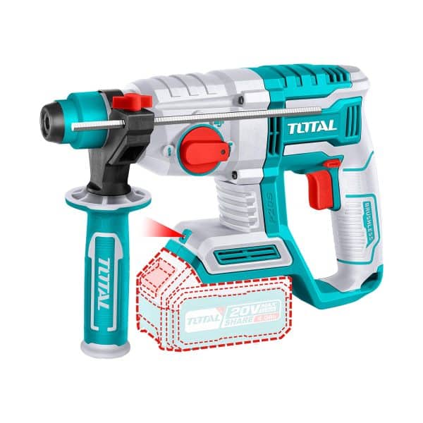 Rotomartillo Inalámbrico 20V SDS Plus con Cargador, Batería 4.0Ah y 4 Accesorios Total