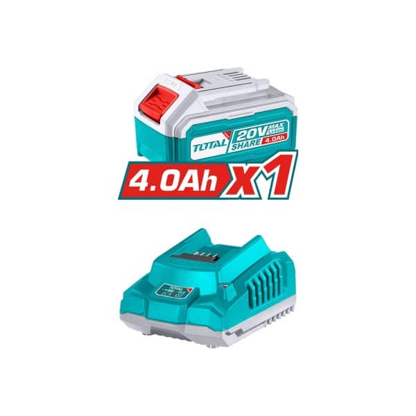 Rotomartillo Inalámbrico 20V SDS Plus con Cargador, Batería 4.0Ah y 4 Accesorios Total