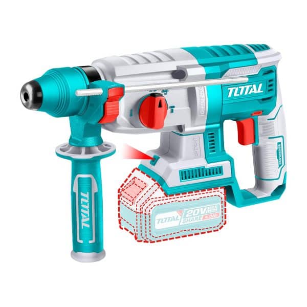 Rotomartillo Inalambrico 20V SDS Plus con doble Batería Total