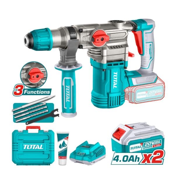 Rotomartillo Industrial 20V 28mm 2 Baterías y Cargador Total