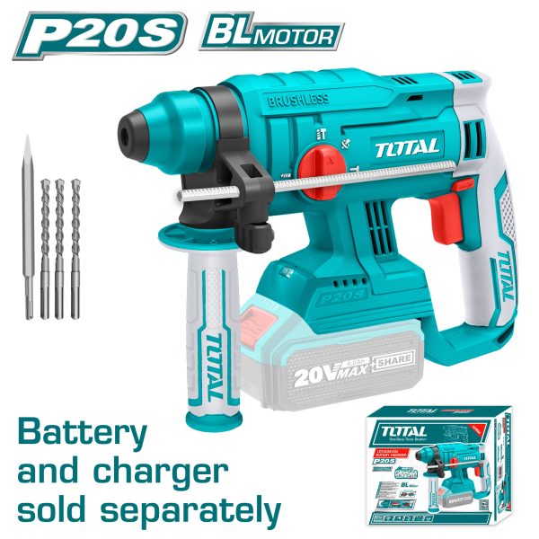 Rotomartillo Inalámbrico 20V Sin Carbones Litio Ion Total